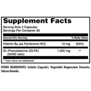 Amazing Formulas DLPA 1000 Mg Per Serving 180 Capsules Supplement | DL-Phenylalanine | Non-GMO | Gluten-Free