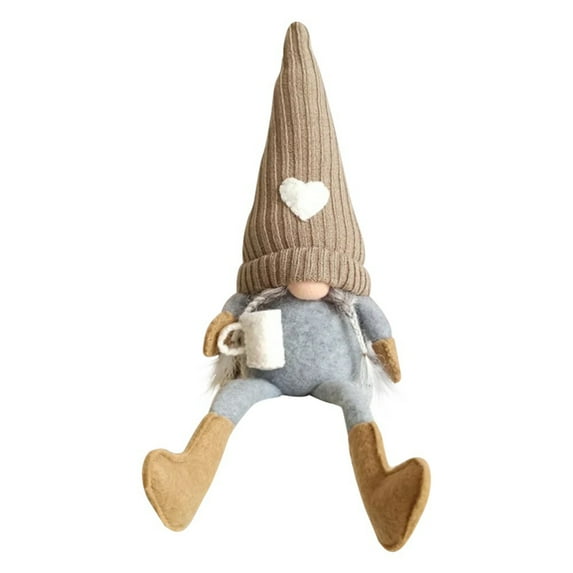 Coffee Gnomes Plush Coffee Bar Decoration Gift, Knit Swedish Tomte Gnomes Scandinavian Figurine Dangle Leg Shelf Sitters Farmhouse Home Decor