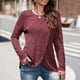 thumbnail image 3 of Blusa de punto de manga larga con rayas rojas, cuello redondo, dobladillo asimétrico y corte holgado informal, 3 of 6