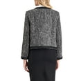 thumbnail image 3 of INSPIRE CHIC Women's Tweed Blazer Long Sleeve Work Office Short Jacket S Dark Grey, 3 of 5