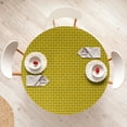 thumbnail image 4 of Ambesonne Funny Faces Fitted Round Tablecloth, Art Smiling Characters, 36"- 40" Diameter, Dark Army Green Yellow, 4 of 5