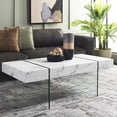 thumbnail image 2 of SAFAVIEH Jacob Contemporary Wood Coffee Table, White/Clear Glass, 2 of 10