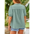 thumbnail image 7 of PRETTYGARDEN Women's Summer Button Down Shirts Short Lantern Sleeve V Neck Cotton Cute Dressy Casual Ladies Tops Blouses, 7 of 7
