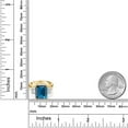 thumbnail image 3 of Gem Stone King 18K Yellow Gold Plated Silver 3-Stone Ring Set with Emerald Cut London Blue Topaz and Moissanite (8.66 Cttw, Size 9), 3 of 3