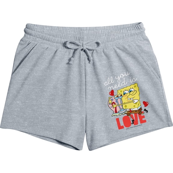 Spongebob Squarepants All You Need Is Love Women's Gray Heather Lounge Shorts