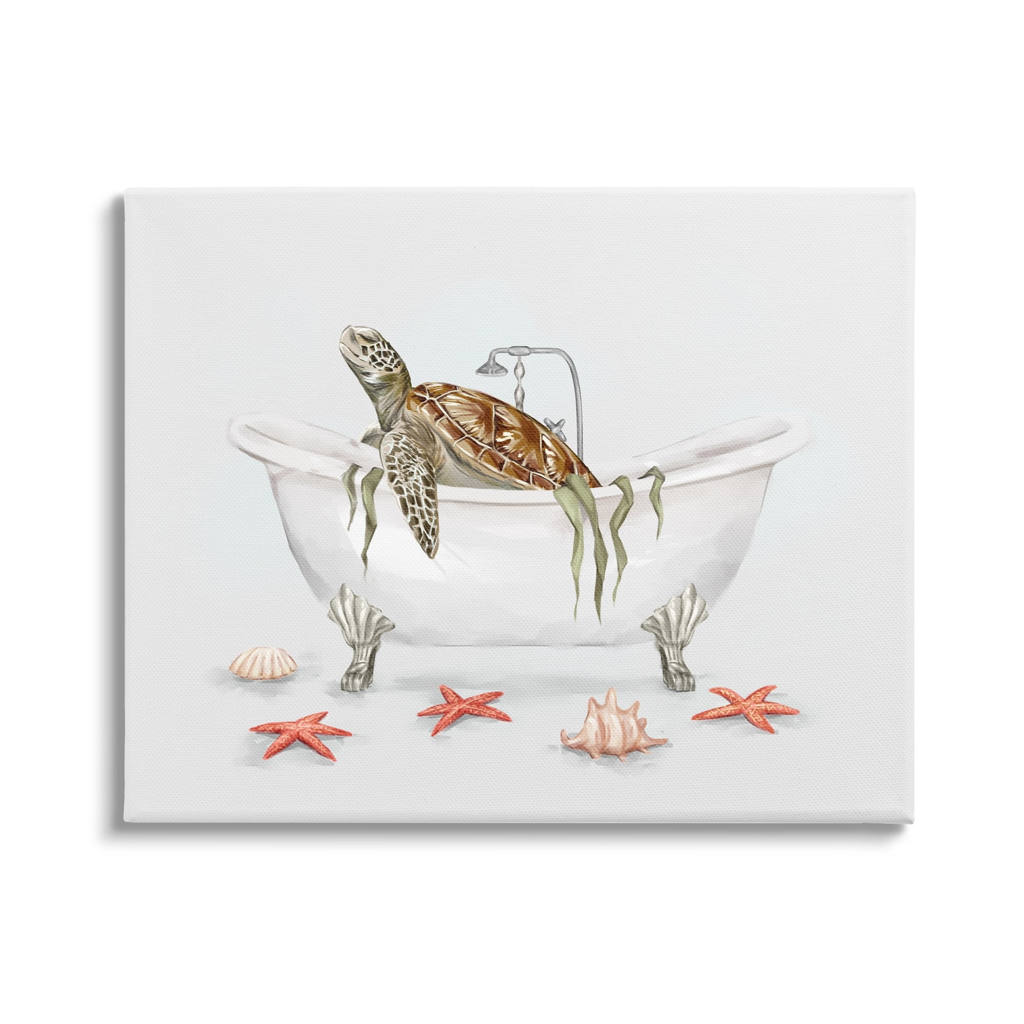 Stupell Nautical Turtle Bathtub Bathing Animals & Insects Painting Gallery Wrapped Canvas Print Wall Art