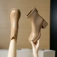thumbnail image 2 of NECHOLOGY Botas Mujer Adulto Femenino Zapatos Botines de mujer Moda mujer cuero artificial otoño suela gruesa tacones cuadrados cremallera botines cortos zapatos de punta redonda (Khaki, 8), 2 of 5