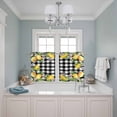 thumbnail image 3 of 2 Panels Kitchen Tier Curtains 39 Inch Length, Lemon Grommets Window Treatment Curtain, Black Plaid Check Yellow Fruit Flower Floral Thermal Curtains Drapes for Living Room/Bathroom, 3 of 9