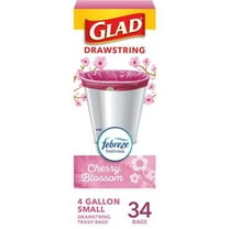 2X - Glad Small Drawstring Trash Bags - Cherry Blossom - 34ct/4 Gallon