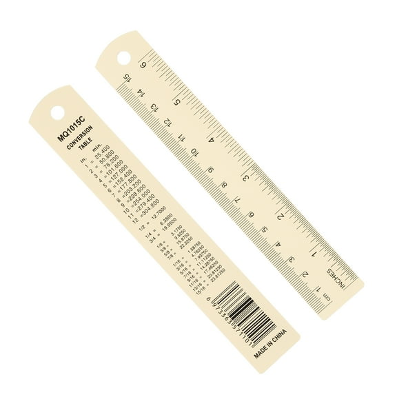Uxcell 15cm/6" Metal Ruler, 2 Pack Aluminum Alloy Rulers with Centimeters, Millimeters, Inches and Conversion Table Straight Edge Ruler for Writing Machinist Drafting, Yellow