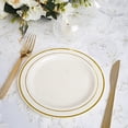 thumbnail image 3 of Balsa Circle 10 Pieces Disposable Plastic Round Plates 8" Ivory Gold Trim, 3 of 4