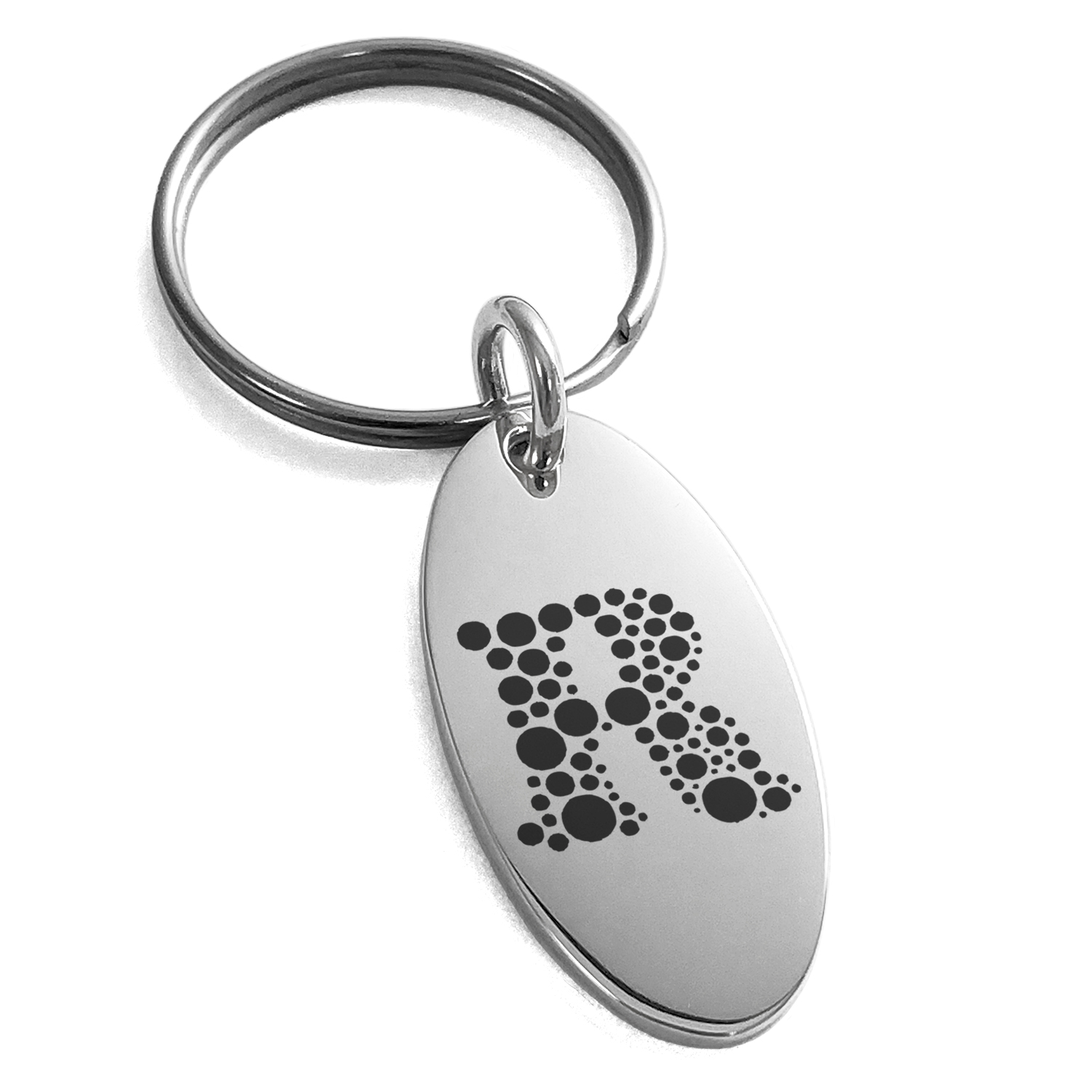 Stainless Steel Letter R Initial Dotted Monogram Engraved Small Oval ...