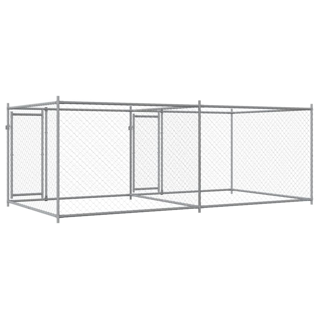 vidaXL Dog Cage Grey Galvanized steel Large Durable Dog Cage