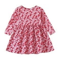 thumbnail image 1 of HABDGIKS Robes pour Filles Enfants Tout-Petits Imprimé Manches Longues Princesse à Volants Mignon Col Rond Vêtements Robe d'Été, 1 of 7