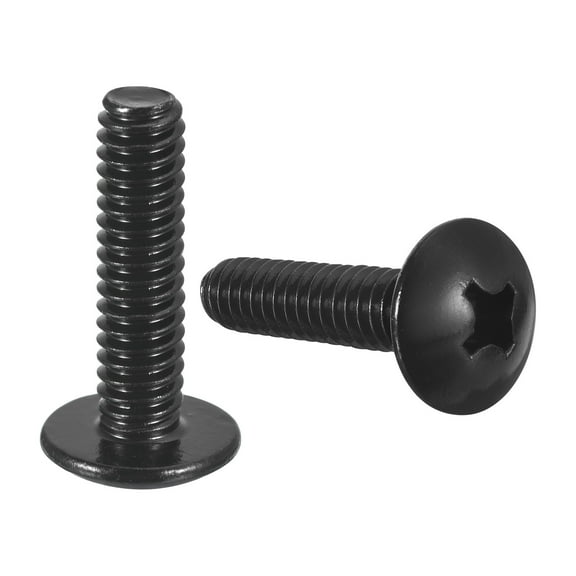1/4-20 x 1" Truss Head Phillips Machine Screws, 304 Stainless Steel 18-8, Black Oxide Finish, 25 Pack