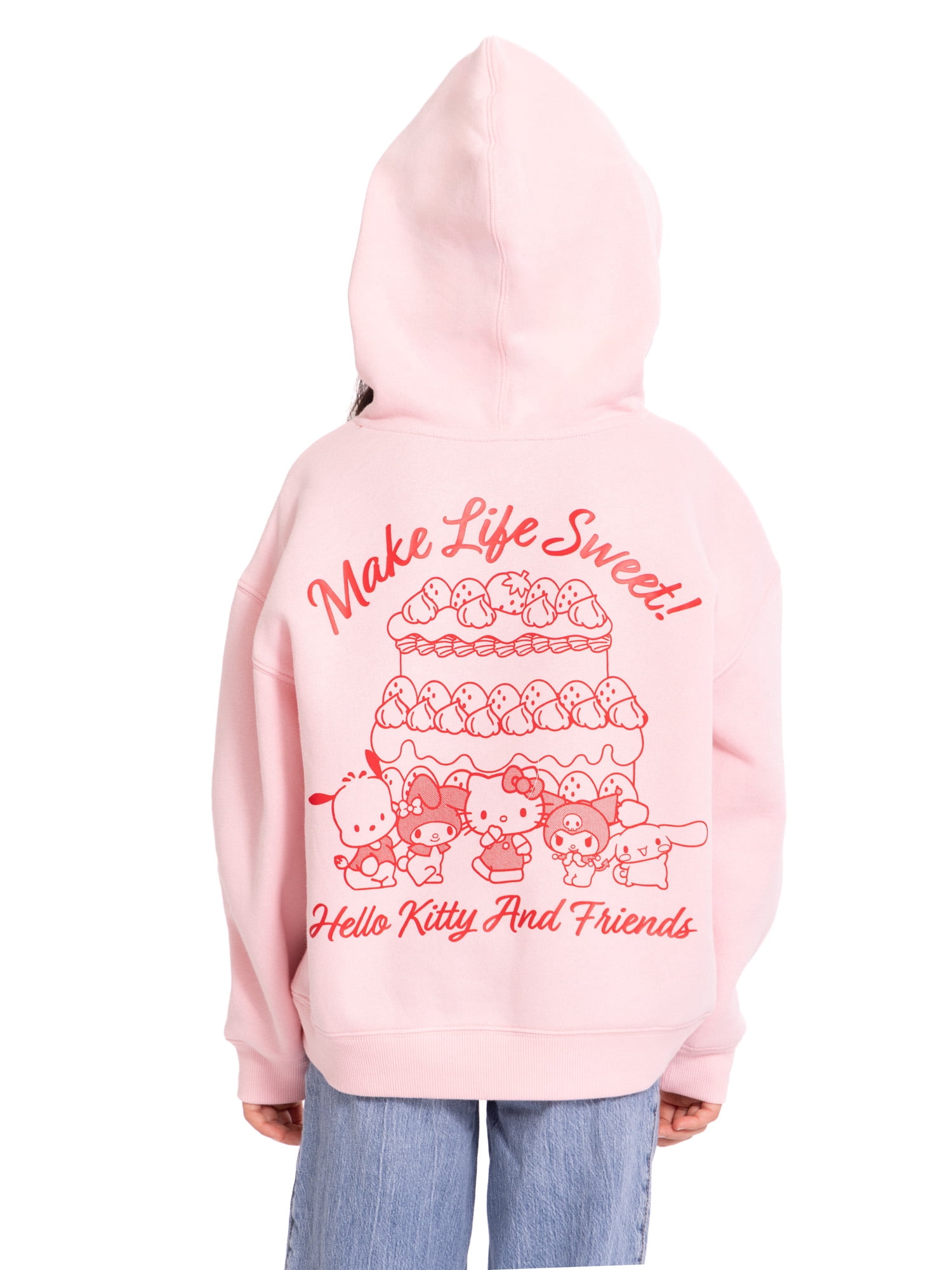 Wonder Nation x Hello Kitty Girls Graphic Hoodie with Long Sleeves, Sizes 4-16