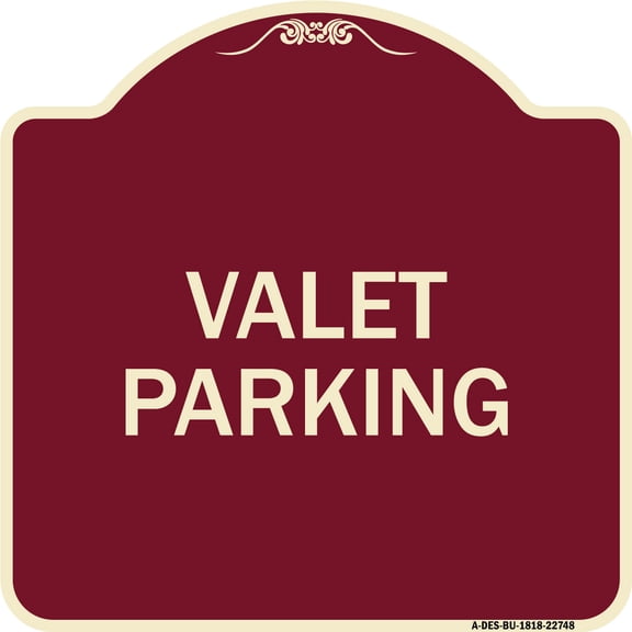 SignMission Designer Series Sign - Valet Parking | Burgundy 18" X 18" Heavy-Gauge Aluminum Architectural Sign | Protect Your Business & Municipality | Made in the USA