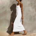 thumbnail image 6 of Bxsruta Women's Casual Sleeveless Cami Maxi Dress Loose Straight Fit Summer Slip Dress for Everyday Beach Vacation Adjustable Spaghetti Strap Breathable Soft Fabric Pull on Boat Neck Long Dress, 6 of 8
