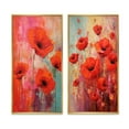 thumbnail image 2 of Designart "Illustration Spring's Red Poppy Blossoms IV" Poppies Framed Wall Art Set Of 2 - Traditional Pink Framed Canvas Set For Living Room Decor, 2 of 6