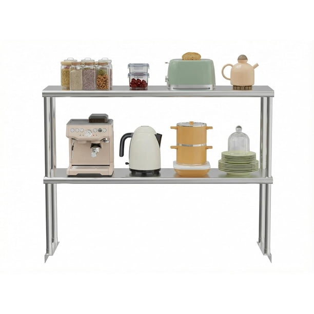 Yeshouse Estantes dobles de acero inoxidable: ajustables, resistentes a la oxidación, ahorran espacio y son fáciles de limpiar. Ideales para restaurantes, bares, cocinas y lavaderos
