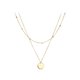 thumbnail image 1 of Gargantilla con colgante de disco en capas para mujeres y niñas, collar de moneda con círculo de luna llena chapado en oro, joyería de moda con dos cadenas dobles, 1 of 5