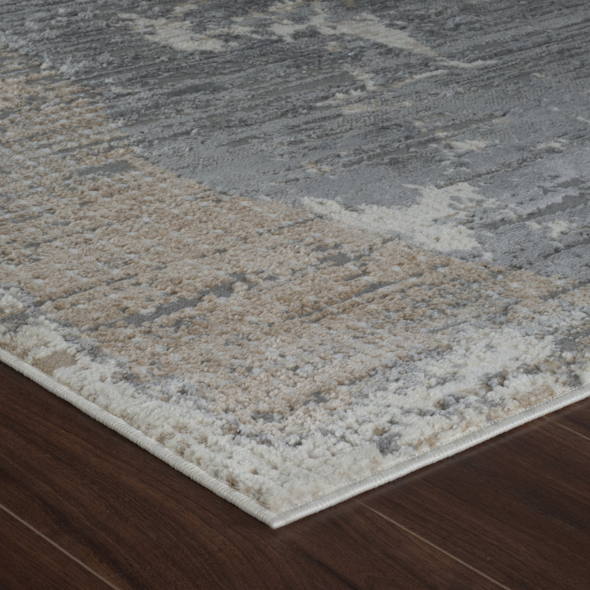 Rug Branch Nomad Abstract Indoor Area Rug, Cream Grey, Modern - Living Room, Bedroom, Dining Room, and Kitchen