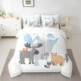 thumbnail image 2 of Erosebridal Rustic Animal Bedding Sets Queen Size, Bear Reindeer Comforter Sets with Sheets, Cartoon Theme Reversible Bedding Queen Size, Ultra Soft Room Decor, 7 Pieces, 2 of 6