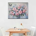 thumbnail image 2 of PIKWEEK  Flowers Canvas Wall Art Pink Purple Florals Blue Botanical Elegant Peony Picture, Butterfly Painting  Textured Artwork Framed for Living Room Bathroom Bedroom Office Home Decor, 2 of 4