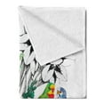 thumbnail image 2 of Parrot Soft Flannel Fleece Blanket, Parrots Observing the World on Top of Floral Foliage Garden Jungle Tropic Bird Print, Cozy Plush for Indoor and Outdoor Use, 60" x 80", Multicolor, by Ambesonne, 2 of 5
