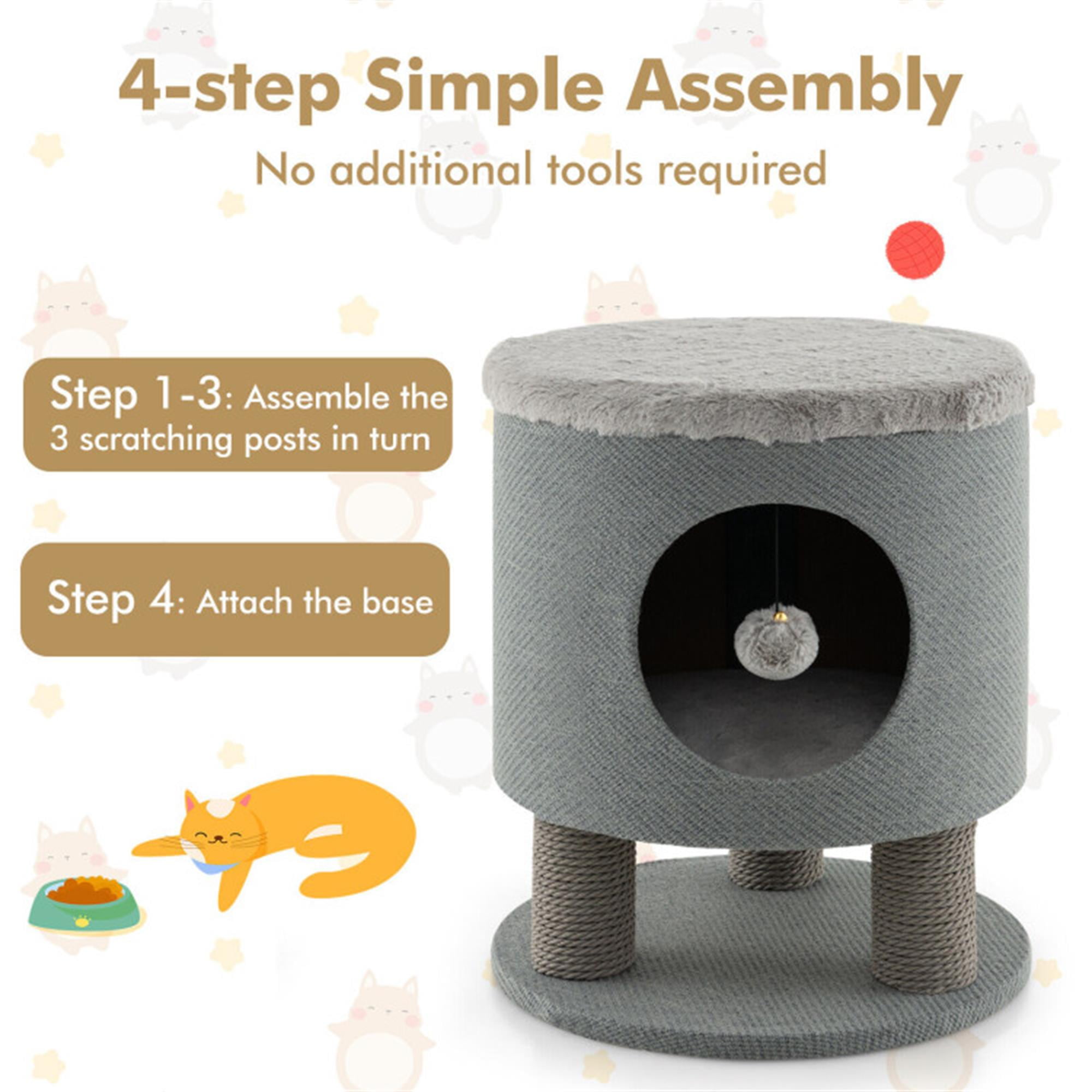 Kadyn 18" 3-in-1 Cat Cave Bed, Cat House for Indoor Cats, Cat Condo Modern Cat Nest Cute Prevents Furniture Damage Cat Shelter, Gray
