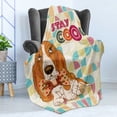 thumbnail image 4 of Stay Cool Soft Flannel Fleece Throw Blanket, Funny Basset Hound Dog with Tie Bow Hipster Colorful Background Print, Cozy Plush for Indoor and Outdoor Use, 70" x 90", Multicolor, by Ambesonne, 4 of 5