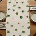 thumbnail image 5 of Green Shamrock Table Runner, Spring Three Leaf Star Love Lucky Beige Washable Cotton Linen Table Runners 36 Inches Long, Dresser Scarf Runner for Nightstand/End Tables/Round Tables 13''x36'', 5 of 9