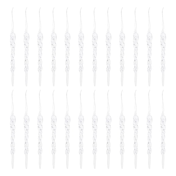BESTYASH 24Pcs Christmas Faux Icicle Decorations White Plastic Hanging Pendants for Holiday Use