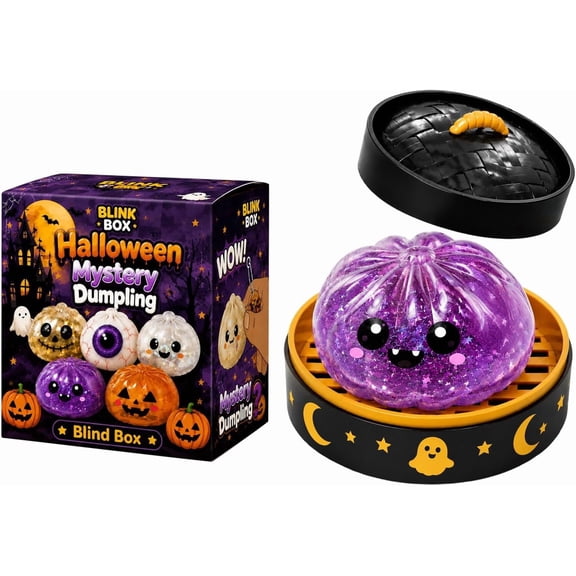 Halloween Dumpling Squishy Cute Horror Soft Stretchy Halloween Ghost Dumpling Squeeze with Food Steamer Stress Relief Fidget Sensory for Holiday, Birthday, Halloween Decoration