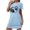 thumbnail image 2 of Camisón corto extragrande para mujer, estampado, cuello redondo y manga corta, de poliéster., 2 of 6