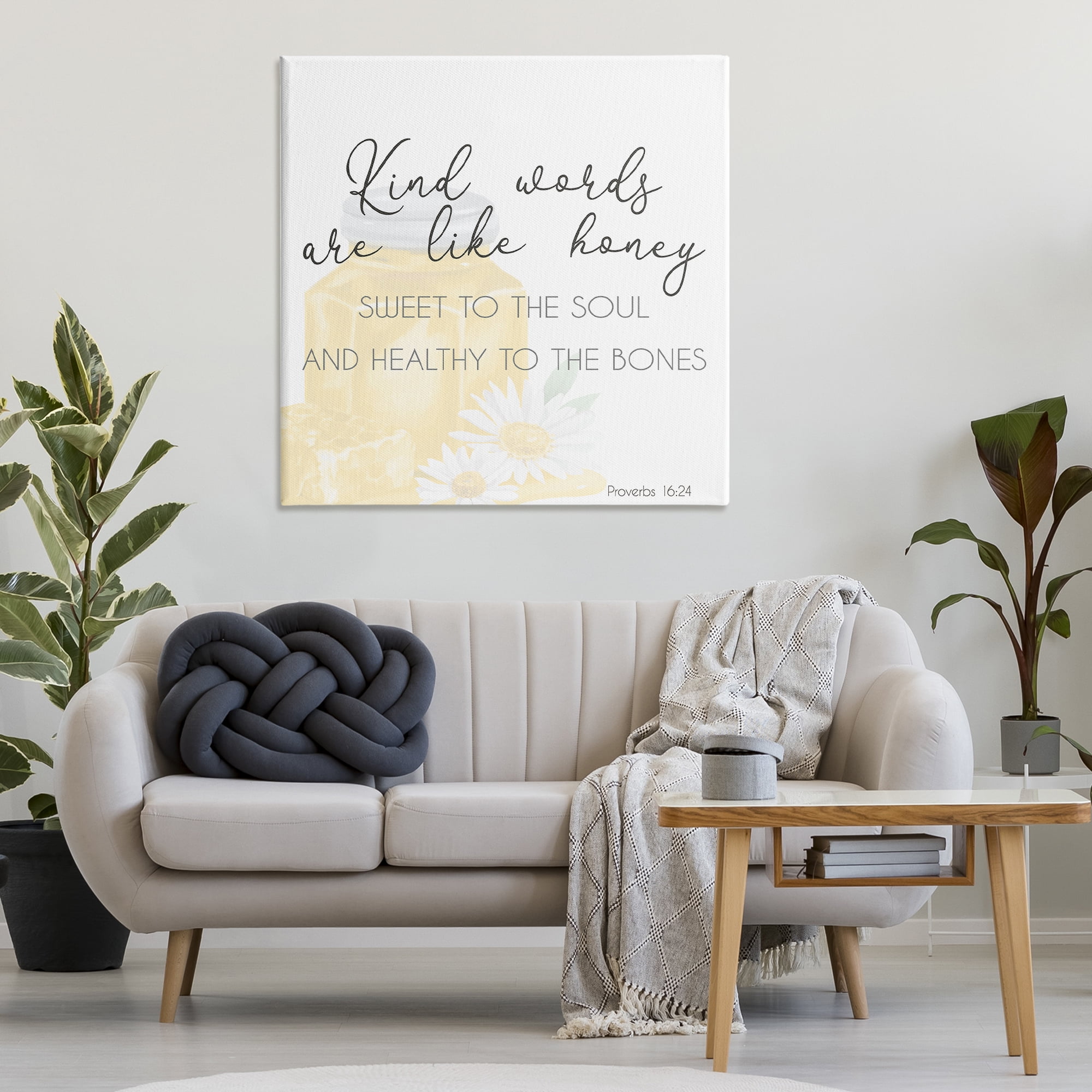 Stupell Industries Kind Words Like Honey Plants & Flowers Painting Wrapped Canvas Art Print Wall Art, 36 x 36