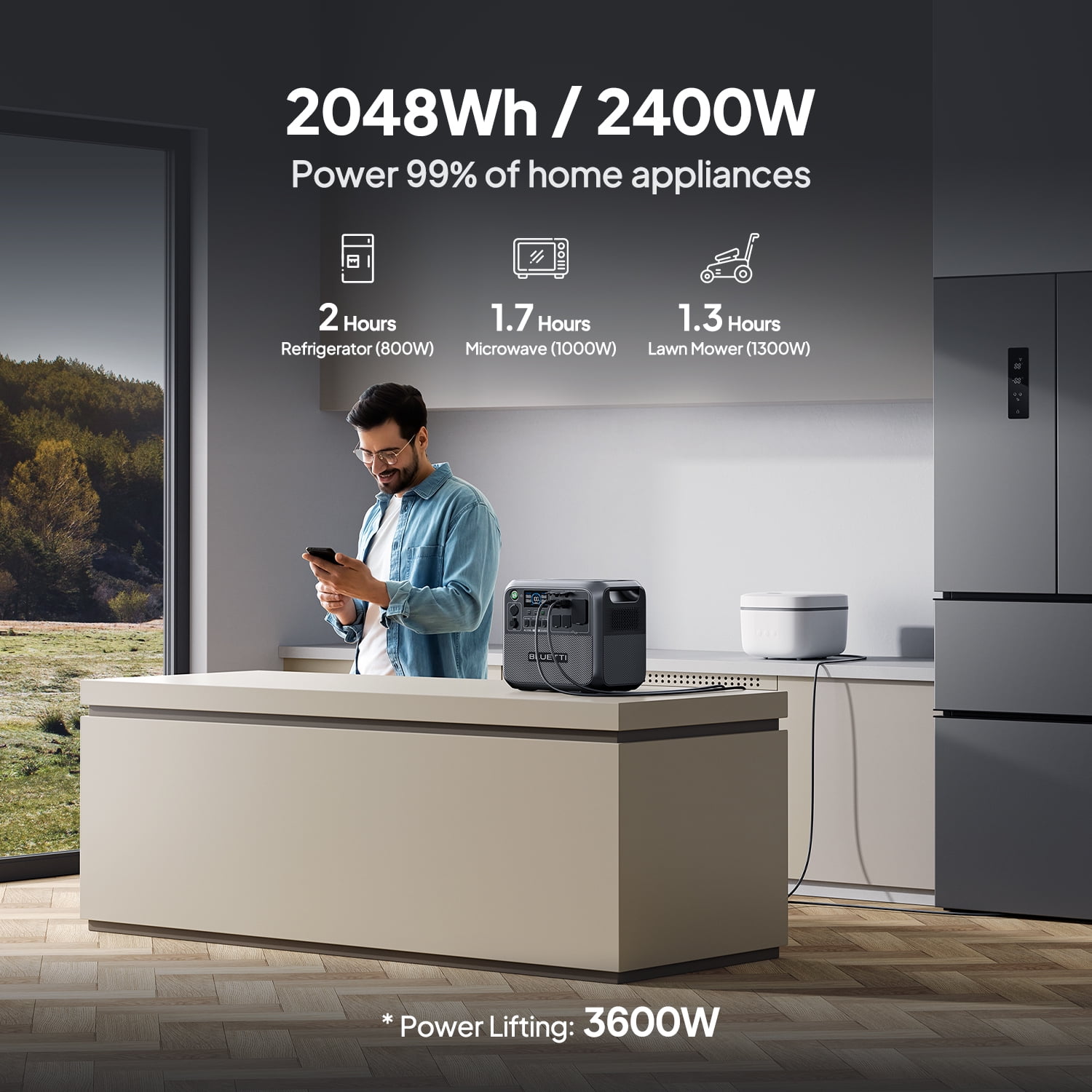 Restored BLUETTI Portable Power Station AC200L and B300 External Battery Modules, Expand to 5120Wh LiFePO4 Battery Backup w/ 4 2400W AC Outlets, Solar Generator for Home Backup, Blackout, RV Trip (Refurbished)