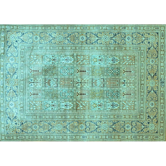 Ahgly Company Indoor Rectangle Persian Light Blue Traditional Area Rugs, 7' x 10'