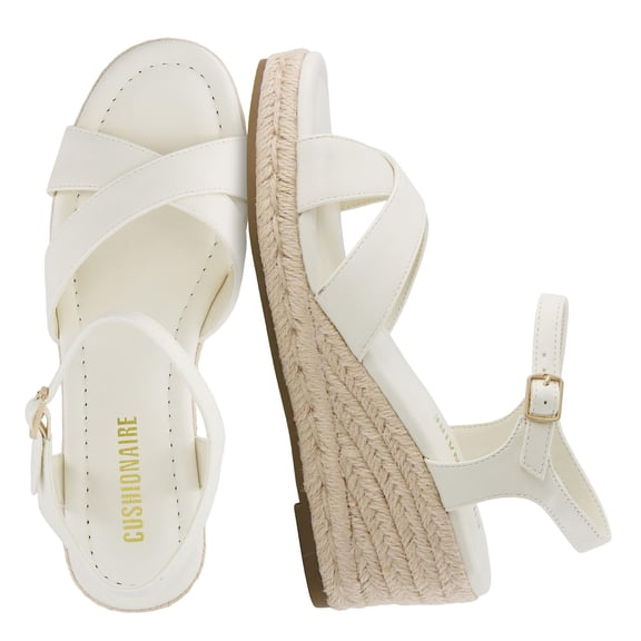 Cushionaire Prego Espadrille Wedge Sandals for Women, Crisscross Open Toe Wedge Heels with Adjustable Ankle Strap