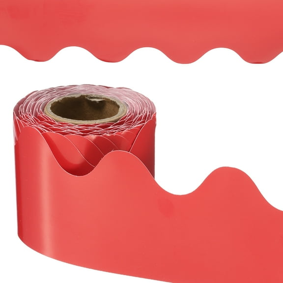 Uxcell Bulletin Board Border, 41 Feet Poster Chalkboard Cork Decoration Trim Scalloped Borders Wall Decor for Classroom Office Locker, Red