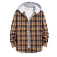 thumbnail image 2 of cllios Flannel Shirt Jacket for Men Casual Long Sleeve Plaid Shirts Regular Fit Button Down Lightweight Shirt Tops Yellow L, 2 of 9