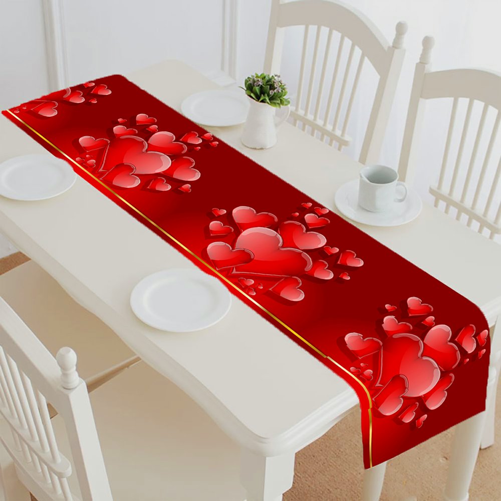 ABPHQTO Happy Valentine'S Day Card With Heart Table Runner Placemat ...