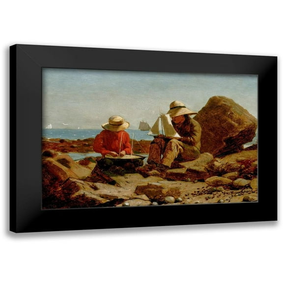 Homer, Winslow 14x11 Black Modern Framed Museum Art Print Titled - The Boat Builders