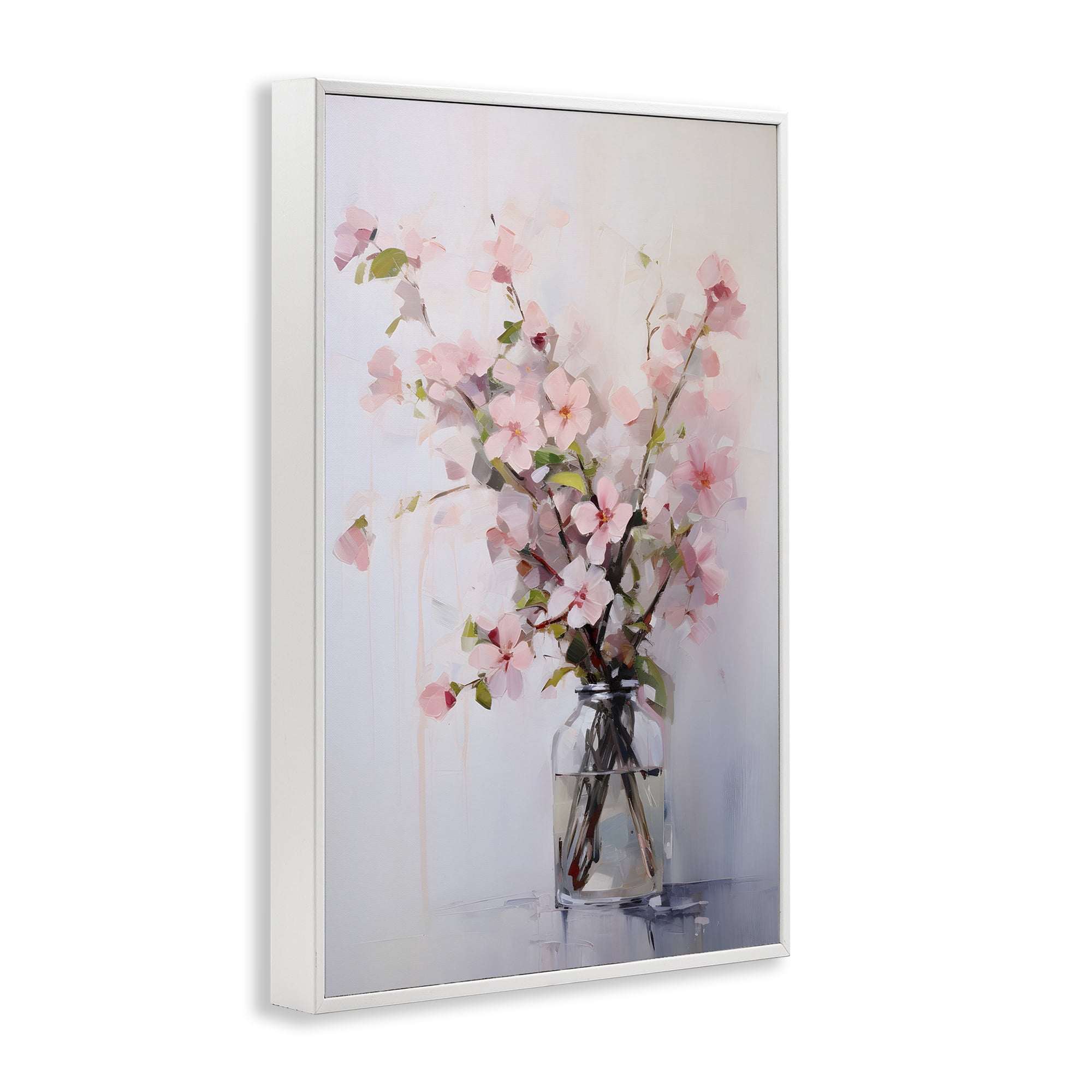 Stupell Industries Soft Sakura Vase Botanical & Floral Painting White Framed Art Print Wall Art, 20 x 30