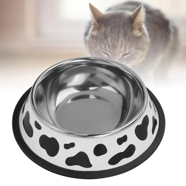 Bol en Acier Inoxydable pour Chien et Chat, Bol d'Alimentation pour Chien pour Chien Mignon Modèle de Vache Ronde Incassable pour Chiots pour la Nourriture Humide pour Petits Chiens