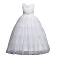 thumbnail image 6 of JUMEYU Girls Lace Embroidery Long Dress Sleeveless Flower Party Performance Evening Gown Dresses 7T 8T (White,7-8 Years), 6 of 7