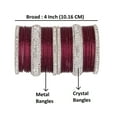 thumbnail image 2 of Efulgenz Indian Bangle Set Rhinestone CZ Crystal Bangle Plain Metal Bangles Bracelet Jewelry for Women Size-2.4, Pink, 2 of 5