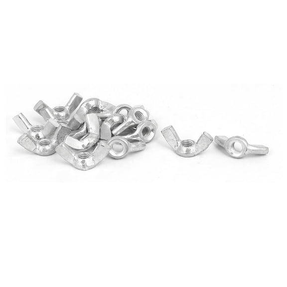 6mm Female Thread Metal Butterfly Wing Nut Fasteners Silver Tone 15pcs