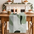 thumbnail image 2 of Table Runner 36 Inches Long for Kitchen Dining, Boho Geometric Dresser Scarf Farmhouse, Dining Table Decorations for Wedding/Parties, Farmhouse Green Abstract Stripes Leaves 13 x 36 In, 2 of 8