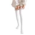 thumbnail image 2 of Ljudmp Women's Extra Long Thigh High Socks Over The Knee Fuzzy Stockings Contrast Color Cuff Stretch Boot Socks Coral Velvet Long Tube Floor Socks White, 2 of 4